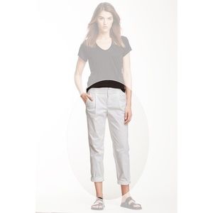 VINCE Side Buckle Trouser Pant Womens Size 4 Cropped Ankle Length Cream White